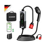 Mey İthalat 22KW Taşınabilir Elektrikli Araç Şarj Istasyonu, Wi-Fi/bluetooth Smart, 5 Metre Tip2 Kablolu, Trifaz/monofaz, 32A, 22KW/11KW/7.66KW/3.5KW, CHARGEPRO22-APP - Çok Renkli