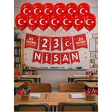 Mey İthalat 23 Nisan Dekoratif Süsü Flama Okul Süsü, Atatürklü Balon, Türk Bayrağı Pano Süsleri 2026