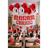 Mey İthalat 23 Nisan Dekoratif Süsü Flama Okul Süsü, Atatürklü Benner, Türk Bayrağı Pano Süsleri 2026