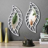 Mey İthalat® 2'Li Set Kırılmaz Pleksi Dekoratif Duvar Aynası - 20X35 Cm Yaprak Formlu 1. Sınıf Akrilik Ayna