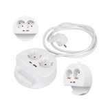 Mey İthalat 2'li Telefon Standlı Grup Priz 1x Usb, 1x Type-C Girişli Topraklı Çoklu Ikili Priz, 1.5 Metre Kablo, 3680 W 16 Amper, USB Type-C Çıkış 5 V 2.4 Amper 12 W - Çok Renkli