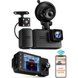 Mey İthalat 3 Kameralı Wifi Ekran Araç Kamerası Fullhd Geniş Ön + Arka + Araç Içi Kamera Hareket Sensörü EF1313