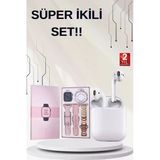 Mey İthalat® 3 Kordonlu Dokunmatik Ekran Akıllı Saat Ve 2.Nesil Kablosuz Bluetooth Kulaklık Anc/Enc