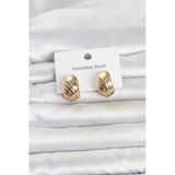 Mey İthalat® 316L Çelik Gold Renk Desenli Yarım Halka Model Kadın Küpe
