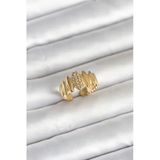 Mey İthalat® 316L Çelik Gold Renk Zirkon Taşlı Vintage Model Kadın Yüzük