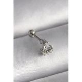 Mey İthalat® 316L Çelik Gümüş Renk Üçgen Zirkon Taşlı Tragus Piercing