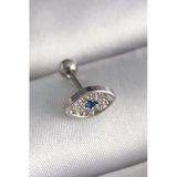 Mey İthalat® 316L Çelik Gümüş Renk Zirkon Taşlı Göz Tragus Piercing