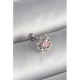 Mey İthalat® 316L Çelik Gümüş Renk Zirkon Taşlı Kalp Tragus Piercing