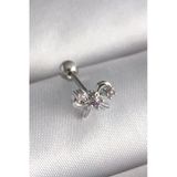 Mey İthalat® 316L Çelik Gümüş Renk Zirkon Taşlı Kurdele Tragus Piercing