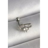 Mey İthalat® 316L Çelik Gümüş Renk Zirkon Taşlı Toplu İğne Tragus Piercing