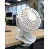 Mey İthalat® 360 Derece Dönebilen Mandallı Şarjlı Mini Masa Fanı