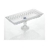 Mey İthalat 39X15 cm Dikdörtgen Ayaklı Şeffaf Cam Sunumluk, Kafes Model - Çok Renkli
