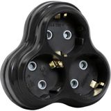 Mey İthalat 3lü Golyat Fiş, Üçlü Topraklı Priz Duvar Tipi Çoklayıcı Fiş, 16A 250 Volt, Max 3600 Watt (Siyah)