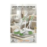 Mey Ithalat® 3'lü Profesyonel Temizlik Fırçası Seti - Ergonomik Banyo, Lavabo ve Bulaşık Fırçası 723095 - Renkli