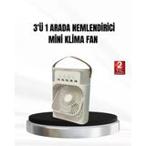 Mey İthalat® 3’Ü 1 Arada Mini Klima Fan Usb Şarjlı, 7 Renk Gece Lambalı Nemlendirici