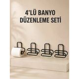 Mey İthalat® 4 Adet Yapışkanlı Tuvalet Kağıdı Askısı Siyah Metal Delmeden Duvara Monte Wc Kağıtlık