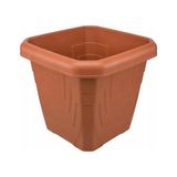 Mey İthalat 43X43X40 cm Plastik Dayanıklı Kahverengi Kare Dış Mekan Saksısı, Büyük Boy Bahçe Saksısı, Balkon, Teras, Bahçe ve Iç Mekan Dekoratif Çiçek Saksısı, ve Hafif Tasarım, Terracotta - Standart - Çok Renkli