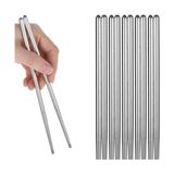 Mey İthalat 5 Çift Paslanmaz Çelik Chopsticks; Metal Çin Yeme Çubuğu Seti, Kaymaz Sushi ve Noodle Çubuğu, Yeniden Kullanılabilir Makarna ve Yemek Çubuğu Takımı