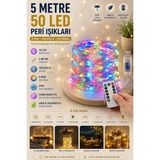 Mey İthalat 5 Metre Renkli 50LED Işıklar Peri Işıkları 8 Mod Rgb Işıkları USB Çok Renkli Işık Peri Dize Işıkları Tel Fonksiyonlu Süsleme Ince Telli Aydınlatmalı Şerit LED Yılbaşı Işık Yılbaşı Süsü