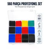 Mey İthalat® 560 Parça Kablo İzolasyon Makaron Seti 12 Ölçü 5 Renk Heat Shrink Tube Organizer Kutulu