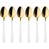 Mey İthalat 6 Adet Çay Kaşığı Seti, 18/10 Paslanmaz Çelik, Gold Beyaz, 11 Cm, 70 gr
