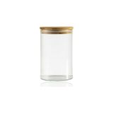 Mey İthalat 600 ml Çizgili Kavanoz - Yuvarlak Ahşap Kapaklı Hava Geçirmez, Tatlı, Baharat, Gıda Saklama Kabı, Kokusuz Dayanıklı Cam Saklama Kabı, Kavanoz