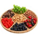 Mey İthalat 7 Bölmeli Servis Tabağı, 12" Bambu Parti Meze Tepsisi, Atıştırmalıklar, Meyveler, Sebzeler Için 7 Bölmeli Yemek Tabağı, Partiler, Tatiller, Aile Yemekleri Için Mükemmel