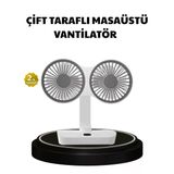 Mey İthalat® 720° Dönebilen Çift Başlıklı Usb Şarjlı Masaüstü Vantilatör – Sessiz Ve Güçlü Serinlik