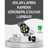 Mey İthalat® 77 Led'li Güneş Enerjili Güvenlik Lambası Ve Kukla Kamera – Hareket Sensörlü, 2400Mah Pilli