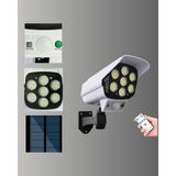 Mey Ithalat® 77 Led'li Güneş Enerjili Güvenlik Lambası ve Kukla Kamera – Hareket Sensörlü, - Renkli