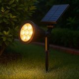 Mey İthalat 7W Solar LED Bahçe Armatürü 3200K Günışığı – Güneş Enerjili Kazıklı & Duvar Montajlı Çim Aydınlatma Lambası – 7 Led, IP65, 90 Lümen, 140X270X95 mm