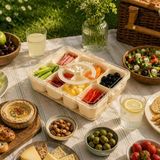 Mey İthalat 8 Bölmeli Kilitli Kapaklı Taşınabilir Atıştırma Kabı, Kahvaltılık, Piknik Seti, Çok Amaçlı Saklama Kapları (Krem 1 Adet)