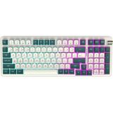 Mey İthalat Aıgo DF98 Rgb Kablosuz Mekanik Gaming Klavye - Yellow Switch, Hot Swap, 2.4g + Bluetooth 5.0 + Usb-C Bağlantı, Pbt Keycap, Beyaz Yeşil, Ingilizce Q