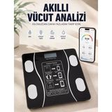Mey İthalat® Akıllı Vücut Analiz Baskülü Bluetooth Bağlantılı 4 Sensörlü Lcd Ekranlı Dijital Tartı