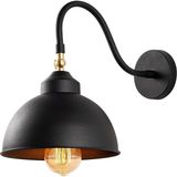 Mey İthalat Amber LED Şık Pütürlü Siyah Metal Aplik E27 Duvar Lambası 21X32X28 cm Salon Yatak Odası, SIYAH-3742