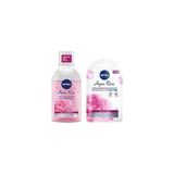 Mey İthalat Aqua Rose Makyaj Temizleme Suyu 400 ml + Göz Maskesi Set (1 Adet), Mini Pamuk Hediyeli