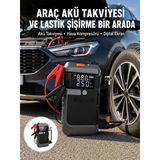 Mey İthalat® Araç İçin 4 Fonksiyonlu Akü Takviye Ve Lastik Şişirme Cihazı Yeni Nesil