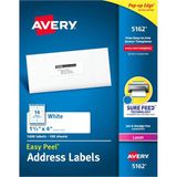 Mey İthalat Avery Adres Etiketleri, Lazer Yazıcılar Için Emin Besleme, 1-1/3 Inç x 4 Inç, 1400 Etiket, Kalıcı Yapıştırıcı (5162)