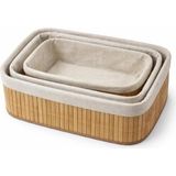 Mey İthalat Bambu Meyvelik Sepeti 3’lü Set – Küçük, Orta, Büyük Boy – Çıkarılabilir Kumaş Astarlı – Doğal Ahşap Dekoratif Tezgah & Masa Üstü Organizer (Large)