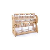 Mey İthalat Bambum Bench Standlı 8 Parça Cam Baharat Takımı