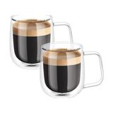 Mey İthalat Bardak Takımı, 2 Adet 250 ml Çift Cidarlı Borosilikat Cam Kupa Termisil Isıya Dayanıklı Şeffaf Kahve ve Çay Latte Espresso Fincanı Cam