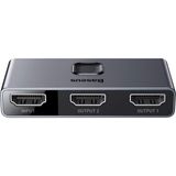 Mey İthalat Baseus Matrix 2 In 1 Çok Fonksiyonlu Bilgisayar/telefon HDMI Hub Adaptörü, Koyu Gri, HDMI Giriş Çıkış 4K & Arc, 4K 60 Hz Destekli, Seyahat Boy