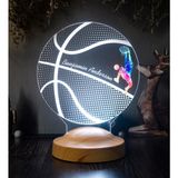 Mey İthalat Basketbol Severlere Hediye, Isimli Basketbolcu Hediyesi 3D LED Lamba, Basketbol Hocasına Hediye, Basketbol Topu Lamba