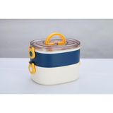 Mey İthalat Beslenme Kutusu Iki Katlı - Paslanmaz Çelik - 1900ML Yeni Nesil Beslenme Kabı Lunch Box (Mavi)