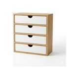 Mey İthalat Beyaz Bambu Çerçeveli 4 Çekmeceli Masaüstü Organizer - Çok Renkli - 10 cm