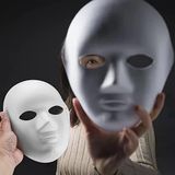 Mey İthalat® Beyaz Renk Boyanabilir Anonim Tam Yüz Cosplay Maske 24X18 Cm