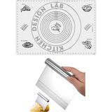 Mey İthalat Beyaz Silikon Ölçülü Çok Amaçlı Hamur Açma Matı 45 cm x 65 ve Çelik Kesme Spatulası