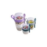 Mey İthalat Beylini 3 Lü Set Taşınabilir Kaşık+Çatal Kapaklı Yoğurt Müsli Granola Yemek Diyet Saklama Kabı Take And Go Bardak Kahvaltı Salata Hazırla Çık