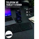 Mey İthalat® Bluetooth Katlanabilir Klavye Usb-C Şarjlı 3 Cihaz Bağlantılı Taşınabilir Klavye