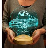 Mey İthalat Bmw Logolu Isimli LED Lamba, Araba Hayranlarına Hediye, Doğum Günü Hediyesi, Kişiye Özel Hediye 3D LED Lamba